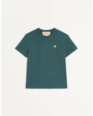 Valentino Cotton T-Shirt With Vlogo Patch - Green