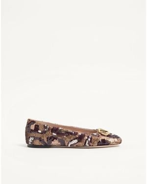 Valentino Garavani Vlogo Signature Ballerinas With Animalier Embroidery - White