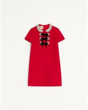 Valentino Embroidered Crepe Couture Short Dress 36