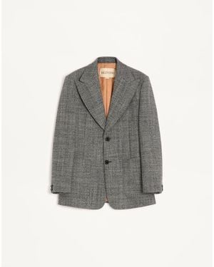 Valentino Single-Breasted Mouliné Wool Jacket - Grey