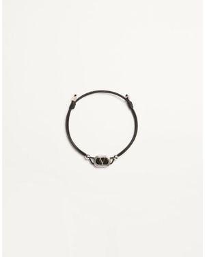 Valentino Garavani Bracelet En Coton Ovalette Homme - Bleu