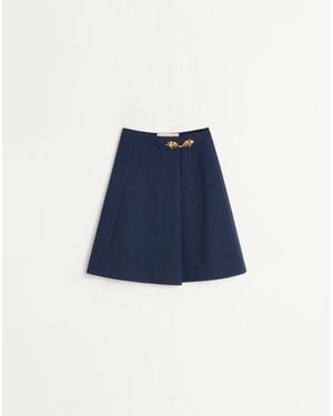Valentino Wool Crepe Skirt - Blue