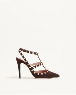 Valentino Garavani Rockstud Suede Court Shoes 100Mm - White