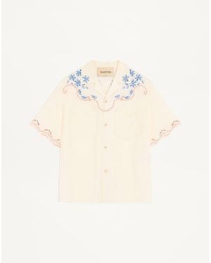 Valentino Linen Bowling Shirt - Natural