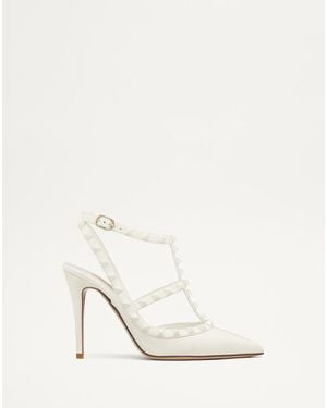 Valentino Garavani Rockstud Ankle Strap Pump With Tonal Studs 100 Mm - Natural