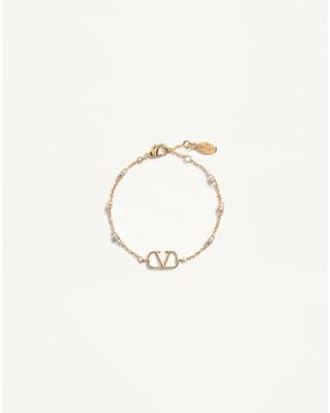 Valentino Garavani Vlogo Signature Metal And Swarovski Crystal Bracelet - Natural