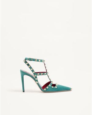 Valentino Garavani Rockstud Wildlederpumps 100Mm Frau - Weiß