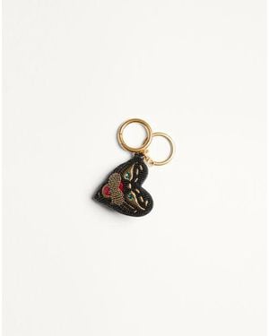 Valentino Garavani Vg Coeur De Chat Bag Charm With Keychain - White