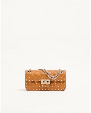 Valentino Garavani Bolso De Hombro Pequeño Rockstud Spike De Cabritilla Mujer - Neutro