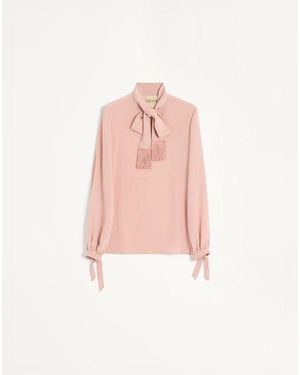 Valentino Camisa De Crepe De Chine Mujer - Rosa