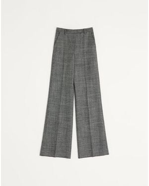 Valentino Wool Mouliné Trousers - Grey