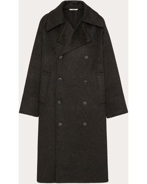 Valentino Double-Breasted Mohair Wool Jacket - Black