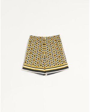 Valentino Cotton Poplin Bermuda Shorts With Bulles Royales Print - Natural