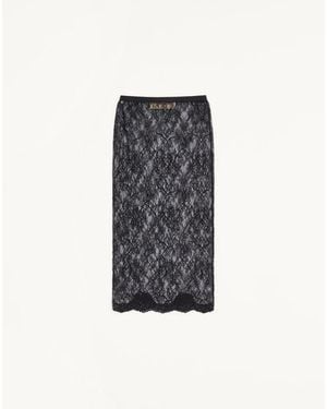 Valentino Falda Midi De Encaje Mujer - Azul