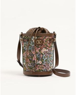 Valentino Garavani Mittelgroße Antibes Bucket Bag Aus Apres L'Hiver Jacquardstoff Frau - Mehrfarbig