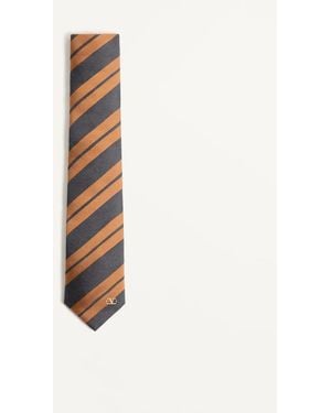 Valentino Garavani Seidenkrawatte Aus Regiment-Jacquard Mann - Weiß