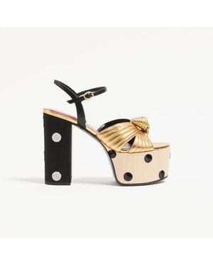 Valentino Garavani Crasher Platform Sandal With Plus De Pois Embroidery 125Mm - Metallic