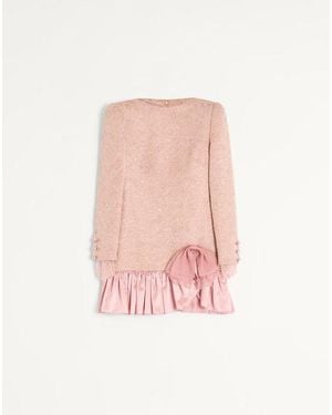 Valentino Floral Matelassé Short Dress - Pink