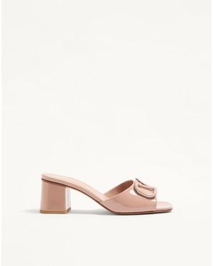 Valentino Garavani Vlogo Signature Patent Leather Slide Sandal 60Mm 35.5 - Natural