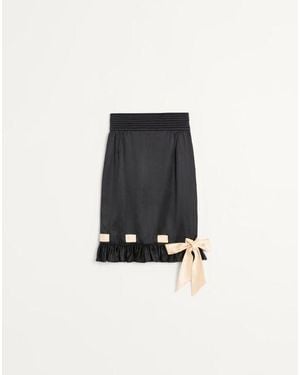 Valentino Double Satin Midi Skirt - Black
