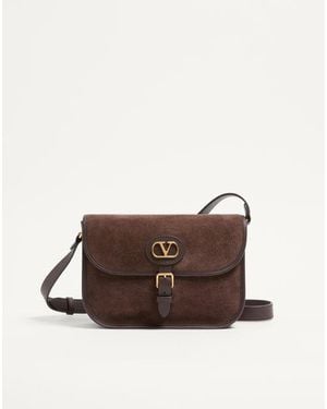 Valentino Garavani Sac Porté Épaule Antibes En Daim Homme - Marron