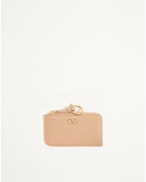 Valentino Garavani Vlogo Signature Zip-Around Charm Cardholder - Natural