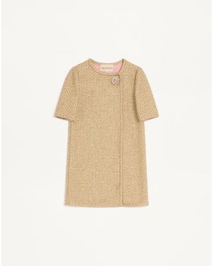 Valentino Short Canestrello Lurex Tweed Dress - Natural