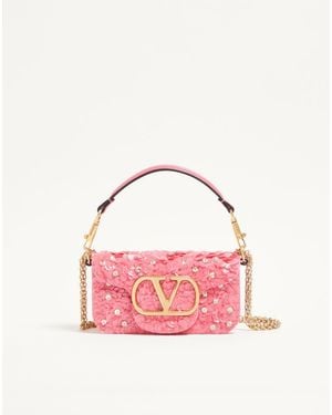 Valentino Garavani Locò Small Embroidered Shoulder Bag - Pink