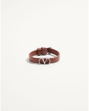 Valentino Garavani Vlogo Signature Grainy Calfskin Bracelet - White