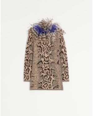 Valentino Cashmere Dress With And Feathers - Multicolour