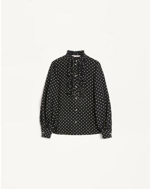Valentino Crepe De Chine Shirt With Plusdepois Print 36 - Black