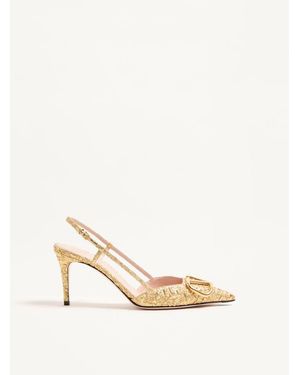 Valentino Garavani Vlogo Signature Slingback Court Shoes - Natural