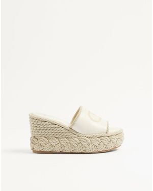 Valentino Garavani Vlogo Torchon Wedge Slide - Natural