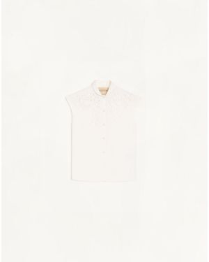 Valentino Embroidered Poplin Shirt 36 - Natural