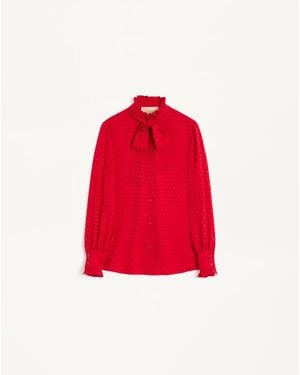 Valentino Crepe De Chine Shirt With La Cour De Coeur Print - Red