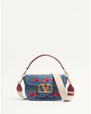 Valentino Garavani Bolso De Hombro Alltime De Mezclilla Con Bordado Cherryfic Mujer - Azul