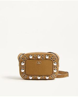 Valentino Garavani Nellcôte Suede Shoulder Bag - Natural