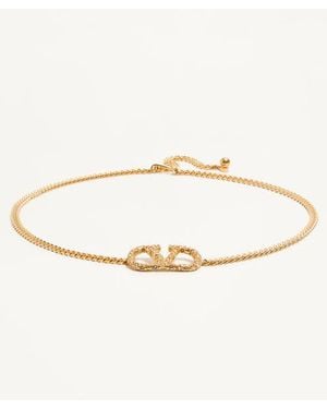 Valentino Garavani Vlogo Signature Chain Belt With Crystals - White