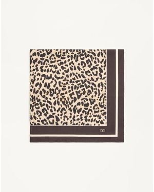 Valentino Garavani Foulard En Soie Fauve Éclat Femme - Blanc