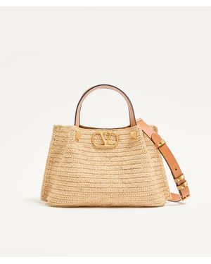 Valentino Garavani Kleine Shopper Aus Raffiabast. Frau - Natur