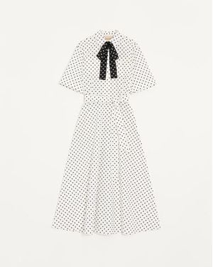 Valentino Poplin Plusdepois Print Midi Dress - White
