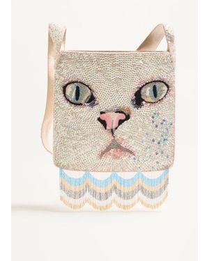 Valentino Garavani Bolso De Hombro Le Chat De La Maison Bordado Con Flecos Mujer - Blanco