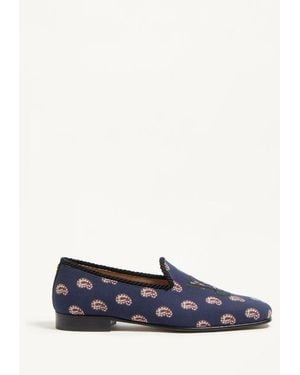 Valentino Garavani Mocasín Les Alcôvettes De Lona Voyage Imaginaire Hombre - Azul