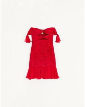 Valentino Chiffon Short Dress - Red