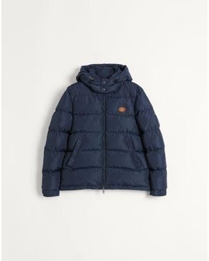 Valentino Nylon Hooded Down Jacket With Vlogo Patch - Blue