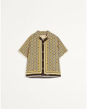 Valentino Cotton Poplin Bowling Shirt With Bulles Royales Print - Multicolor