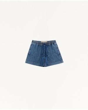 Valentino Denim Chambray Shorts 36 - Blue