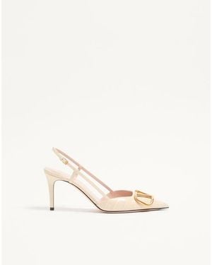Valentino Garavani Vlogo Signature Slingback Court Shoes - Natural