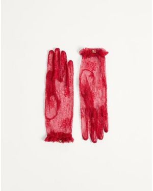 Valentino Garavani Gants Vlogo Signature Femme - Rouge
