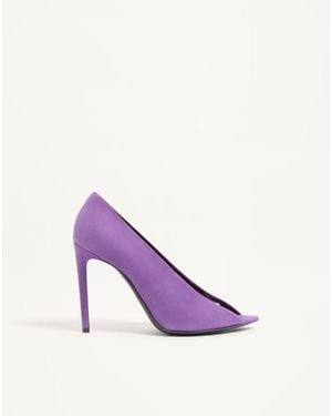 Valentino Garavani Open Toe Révélé Suede Court Shoes 105Mm - Purple